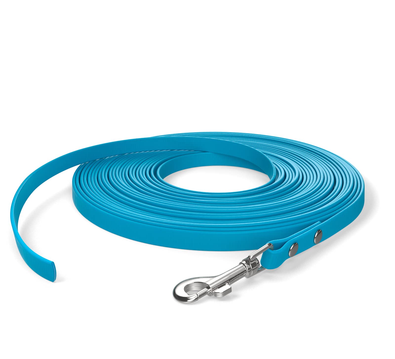 10m drag lead, dog lead, 1 carabiner, cyan-blue, extra narrow, dirt and water repellent