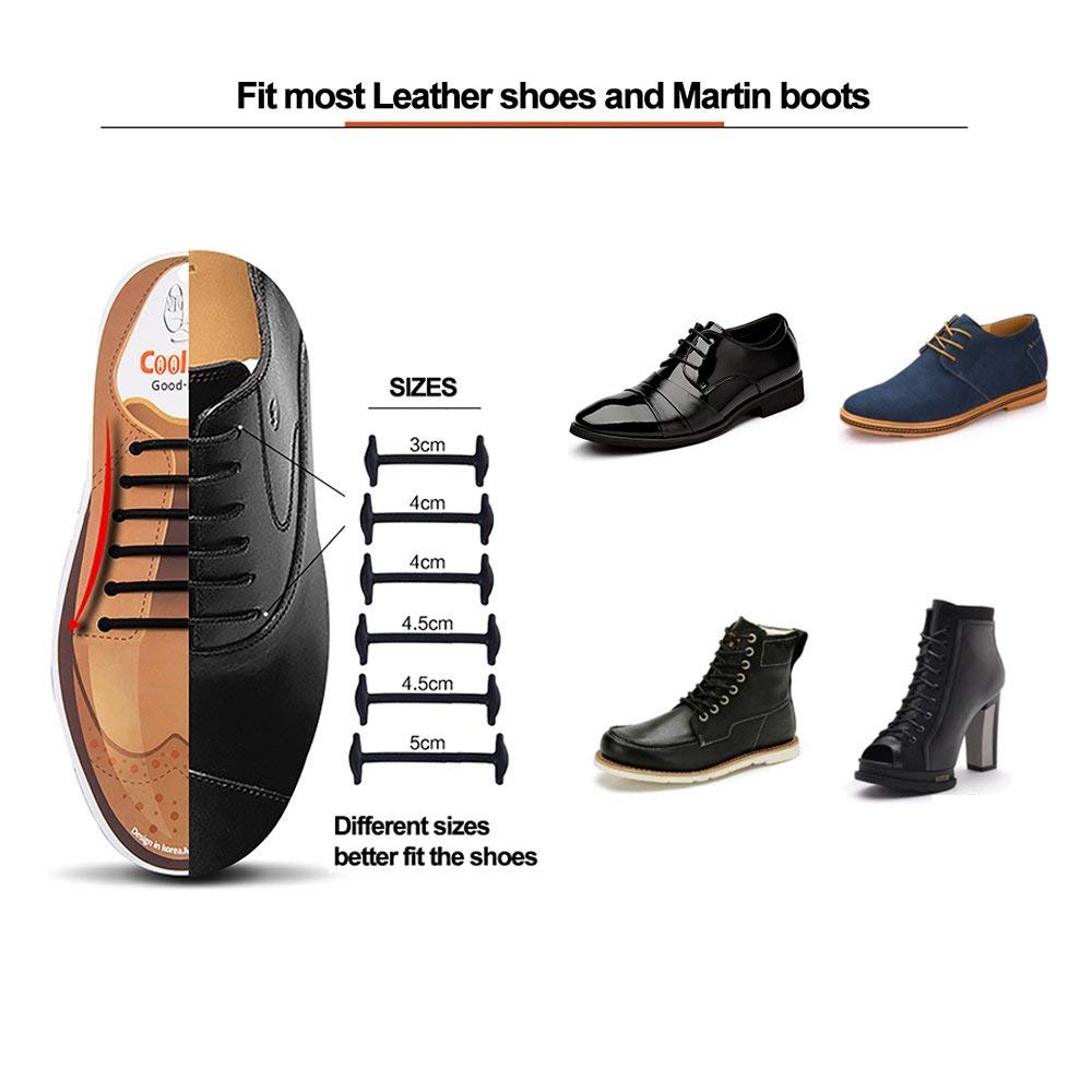 Shackcom No Tie Shoe Laces for Men and Women, Silicone Elastic Waxed Thin Oxford Round Shoelaces for Dress and Leather Shoes