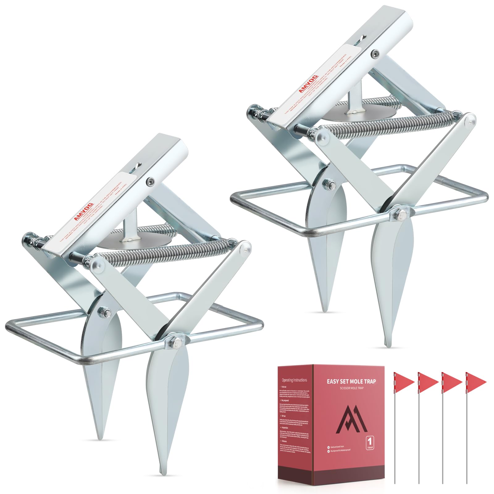 Photo 1 of AMVOG Mole Scissor Traps, Easy Setup Mole Traps That Kill, Reusable Gopher Traps for Lawns & Garden,2 Traps