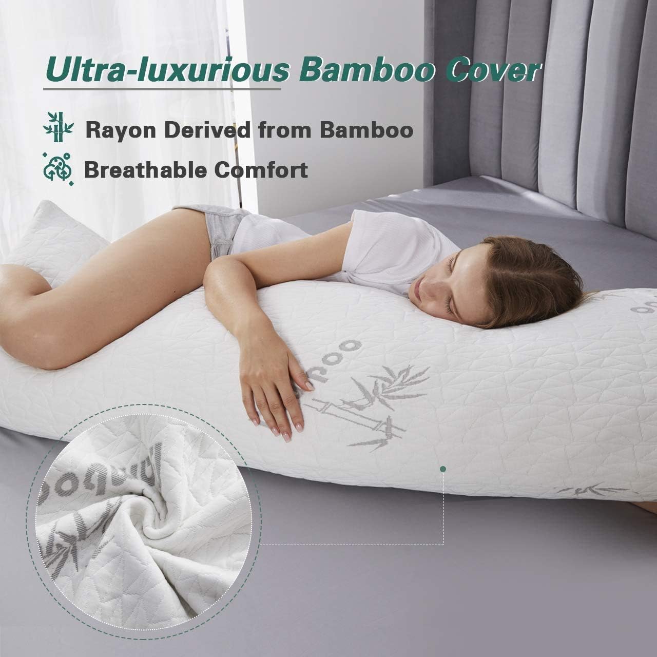 DOWNCOOL Body Pillow for Adults,100% Shredded Memory Foam Long Pillow Filling and Removable Washable Bamboo Cover,Hug Pillows for Sleeping: Kitchen & Dining
