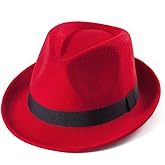 LADYBRO Straw Trilby Fedora Hat for Men 1920s Short Brim Wool Felt Panama Cap 7 1/4