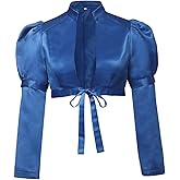 UniqKaliber Women's Regency Spencer Jacket, Victorian Long Sleeves Jacket Ball Gown Crop Coat