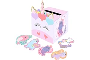 ORIENTAL CHERRY Valentine Boxes for Kids - Unicorn Valentines Day Cards for School Classroom Boys Girls Gifts Exchange & Greeting, Kids Valentines Gift for Party Favor Sets (1 Mailbox/32 Unicorn Cards/1 Teacher Card)
