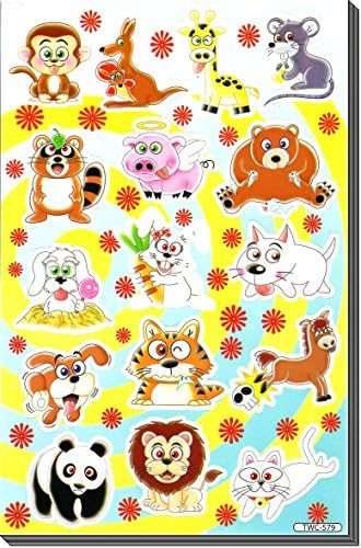 Jazzstick 160 Cute &amp; Fun Animals Monkey Cangaroo Lion Horse Raccoon Cat Rabbit Decorative Sticker for Kids 10 sheets 42A07