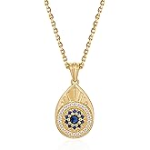 Dremmy Studios Gold Evil Eye Necklace for Women | 14K Gold Plated Cubic Zirconia Pave Evil Eye Choker Charm Chain Pendant Necklace Adjustable Lucky Jewelry Gifts