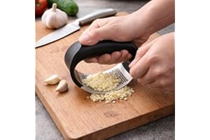 Stainless Steel Garlic Press Rocker, Garlic Press Garlic Crusher Kitchen Garlic Rocker, Easy Squeeze and Clean
