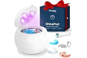Swissker by Swissklip ShinePod Ultrasonic Dental Cleaning Pod | Ultrasonic Retainer Cleaner Machine | Mouth Guard Cleaner| Night Guard Cleaner| Aligner Cleaner | Denture Cleaner - White