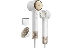 Tideway Hair Dryer, Blow Dryer with Diffuser, Ionic Professional High-Speed 1500W Low-Noise, 110,000 RPM Brushless Motor, Fast Drying, Travel Compact for Women & Men (Gold)