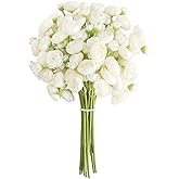 Floroom Ranunculus Artificial Flowers 18 Pcs Ivory Faux Silk Mini Ranunculus Bulk Fake Wedding Filler Flowers for DIY Bouquets, Centerpieces, Bridal Shower Decorations & Arrangements