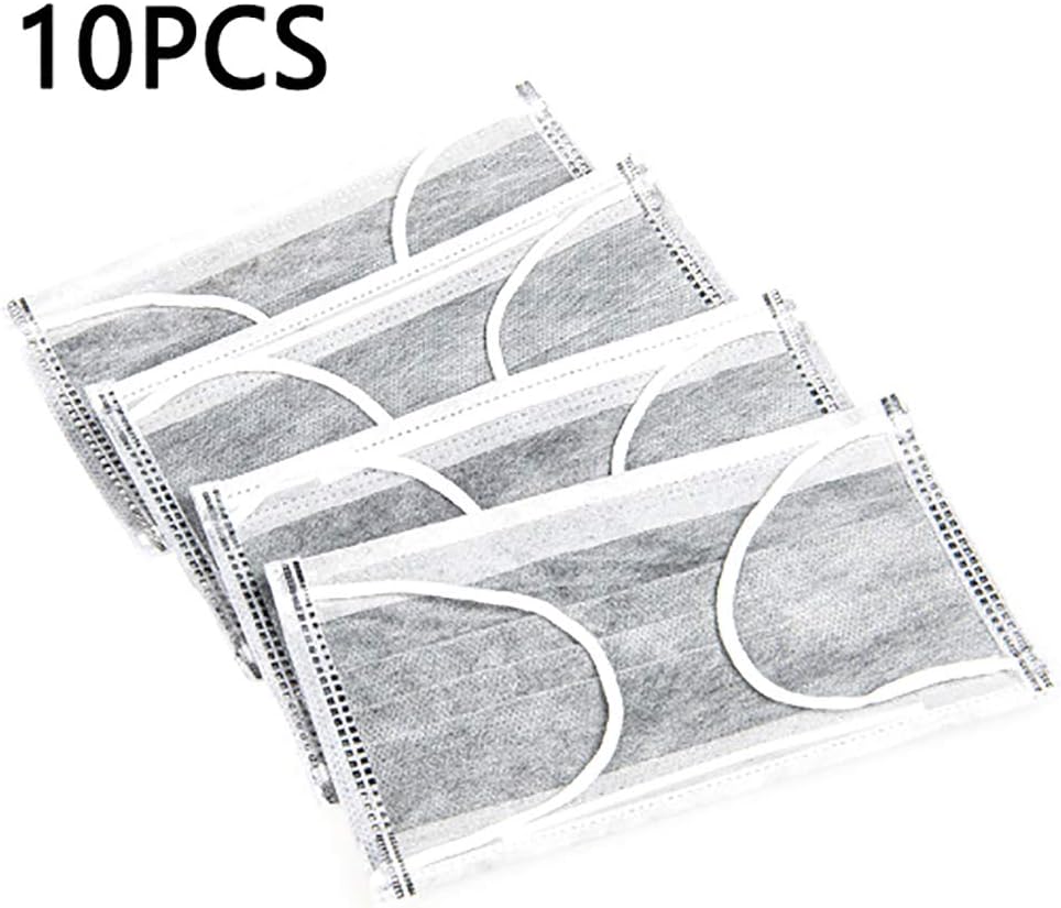 DAMEING 10 Pcs Anti Dust Face Masks 3 Layer Activated Carbon Mask Dust Filter Mouth Cover Masks with Elastic Ear Loop