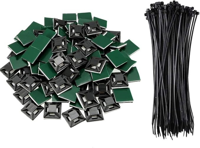 100Pcs Zip Tie Mounts Base Self Adhesive 28mm Square Wire