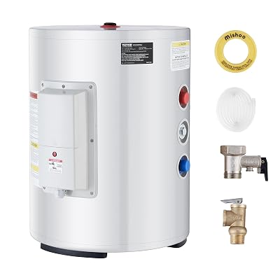 VEVOR Electric Water Heater, 10 Gallon Tank Instant Hot Water Heater, 1.6Kw Tankless Water Heater w/LED Display,Knob Control, IPX4 Waterproof Side Connection On Demand Heaters for Shower, Bath