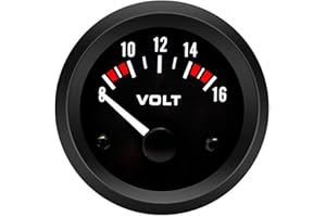 2Inch 52mm 12V Universal Voltmeter for Car Marine Voltage Gauge 8V-16V Measurement Range for Boat Marine Car Motorcycle Black