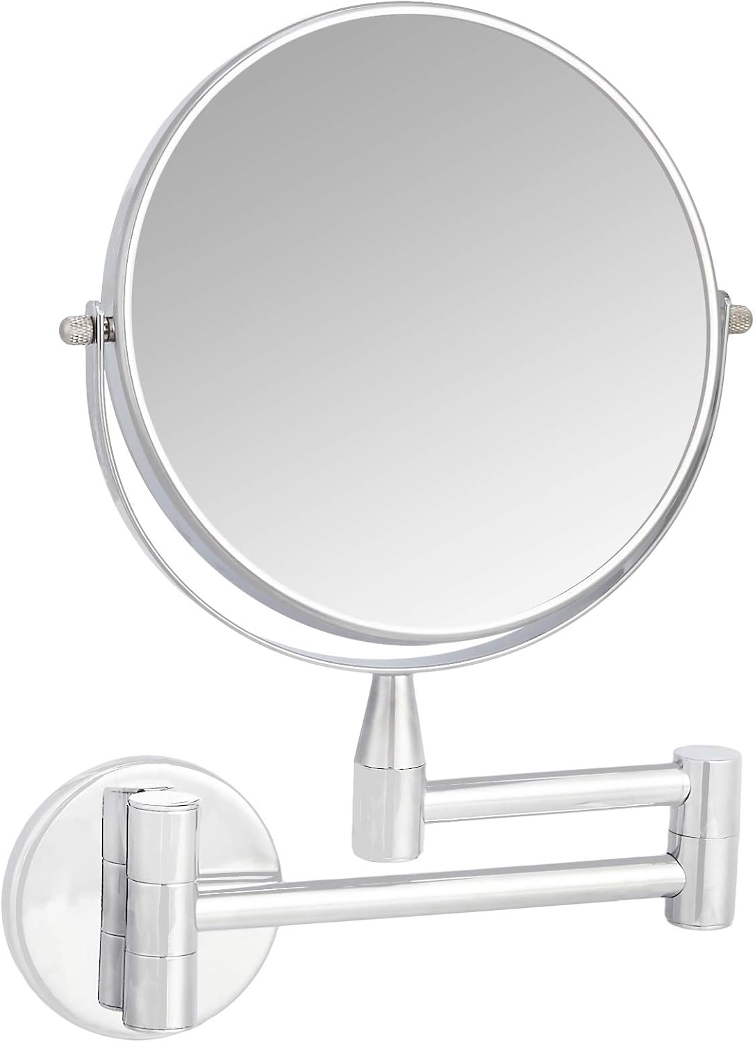 Amazon Basics Wall Mount Dressing Table Mirror-1X/5X Magnification, Round, Chrome, 15.2" L x 1.18" W, 15.2*1.18*11.02 Inch - Image 3