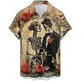 wihnsinop Mens Funky Hawaiian Bowling Shirts Holiday Theme Shirt Button Down Shirts Big and Tall