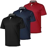 LEQILA 3 Pack Mens Polo Shirts Short Sleeve Dry Fit Moisture Wicking Collared Shirt Golf Polo Shirts for Men Casual Bussiness