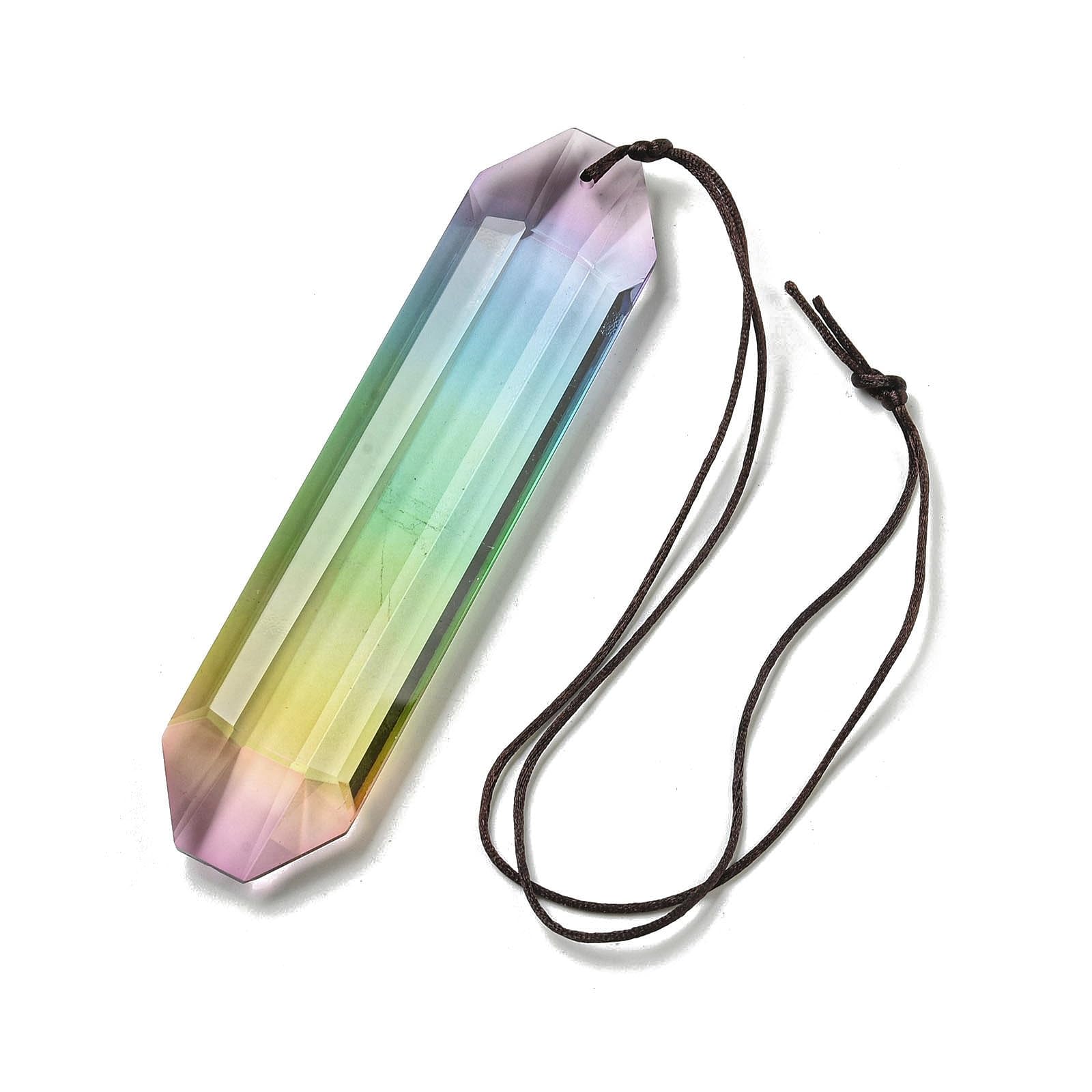 Ipotkitt 4pcs Colourful Glass Hanging Suncatchers Rectangle Shaped Pendant Ornaments Crystal Dream Catchers for Window Room Home Wall Party Garden Decor