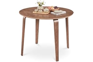 Giantex 37.5" Round Dining Table for 4, Wooden Kitchen Table with Solid Rubber Wood Legs, Circle Dinner Table for Dinette, Li