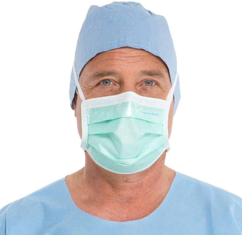 Halyard Health 49235 Surgical Mask, Anti-Fog with Film Strip, Pleat Style, Green (6 Boxes of 50, 300 Total)