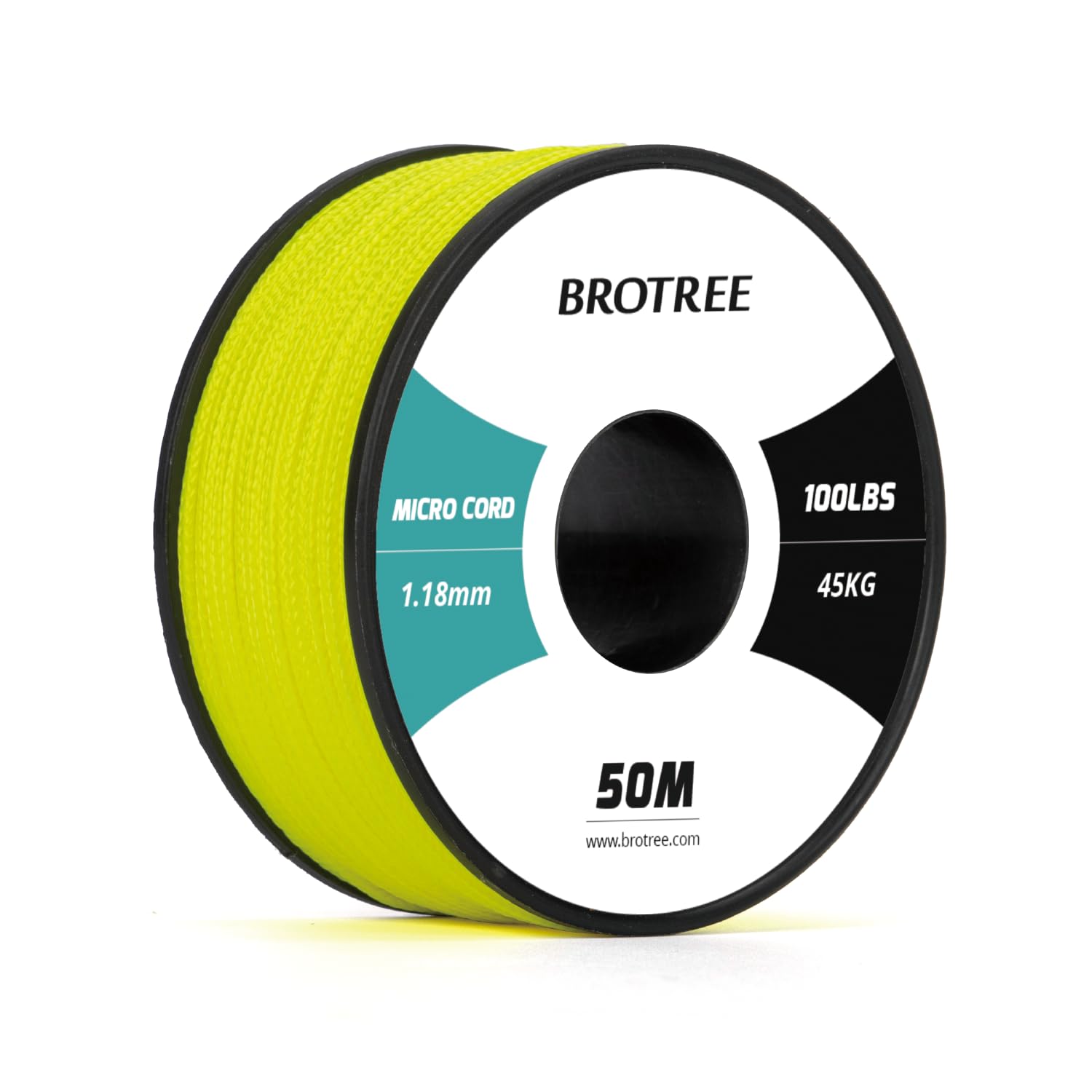 Brotree Micro Cord 1.18mm Paracord 50M Thin Braided Rope for Bracelet, Crafting and DIY - 45kg Breaking Load (Neon Yellow) — image 1