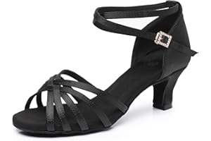 Rosefinch Women's Latin Dance Shoes Satin Professional Ballroom Salsa Practice Performance Wedding Dancing Shoes