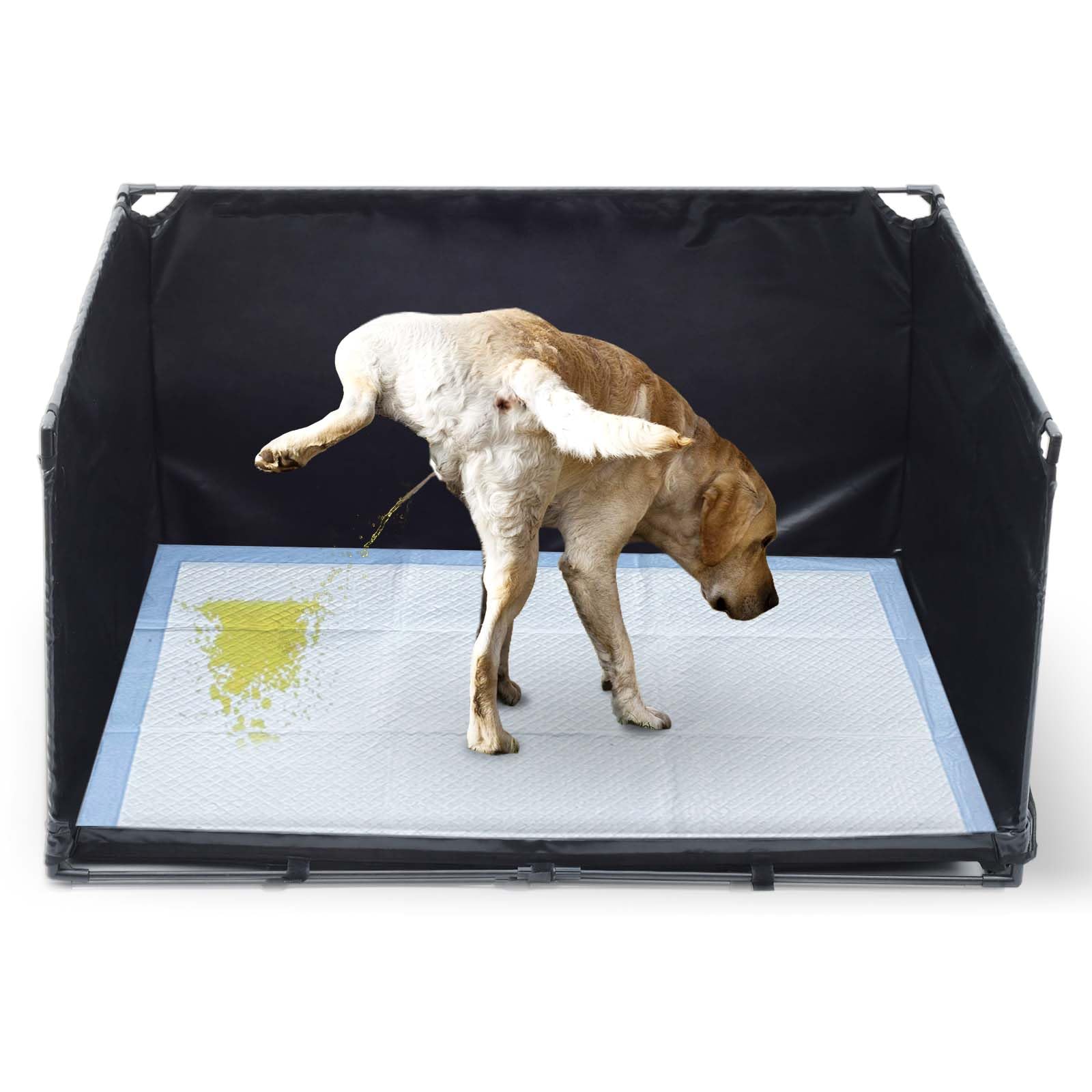 Photo 1 of **INCOMPLETE** Dog Litter Box Indoor for Medium Dogs,Pee Pad Holder with High Walls(34.64"*28.34"*17.72"),No-Spill Pee Pad Holder with Foldable Pet Toilet,Easy Clean Puppy Litter Box for Dogs (Large)