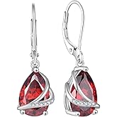 Rocayi Birthstone Dangle Drop Earrings for Women 925 Sterling Silver Teardrop Leverback Earrings Jewelry Gifts for Wife Mother Her