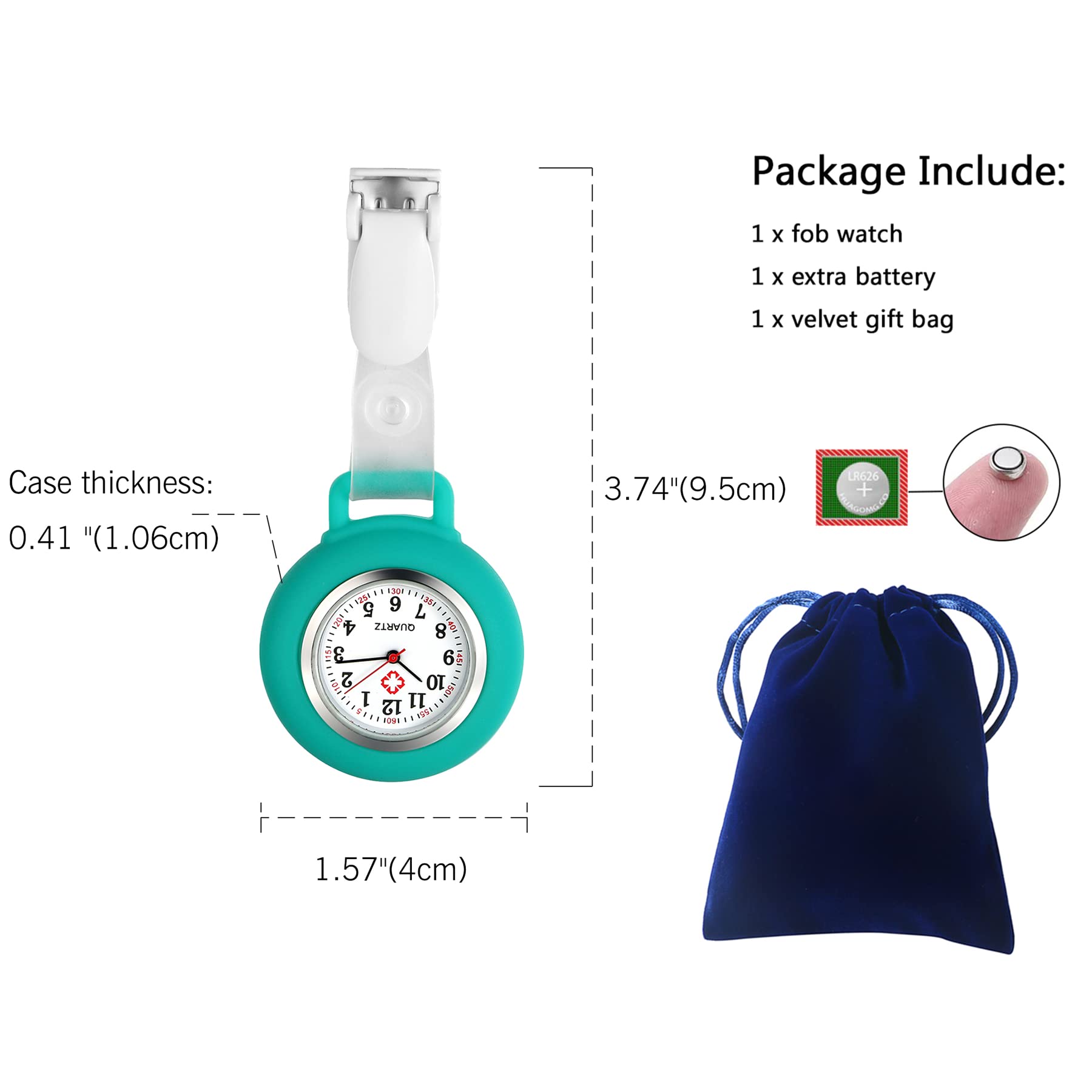 Avaner Nurse Watch Snap Lapel Watch Hanging Fob Watch with Silicone Cover for Nurses Doctors (7 Colors)