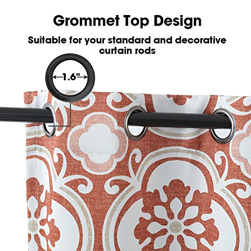 Haperlare Medallion Blackout Curtains,Medallion Print Thermal Insulated Blackout Window Curtains for Bedroom,Medallion/Floral Pattern Grommet Top Curtains - W52 x L63 Inch,2 Panels, Rust Red/Taupe