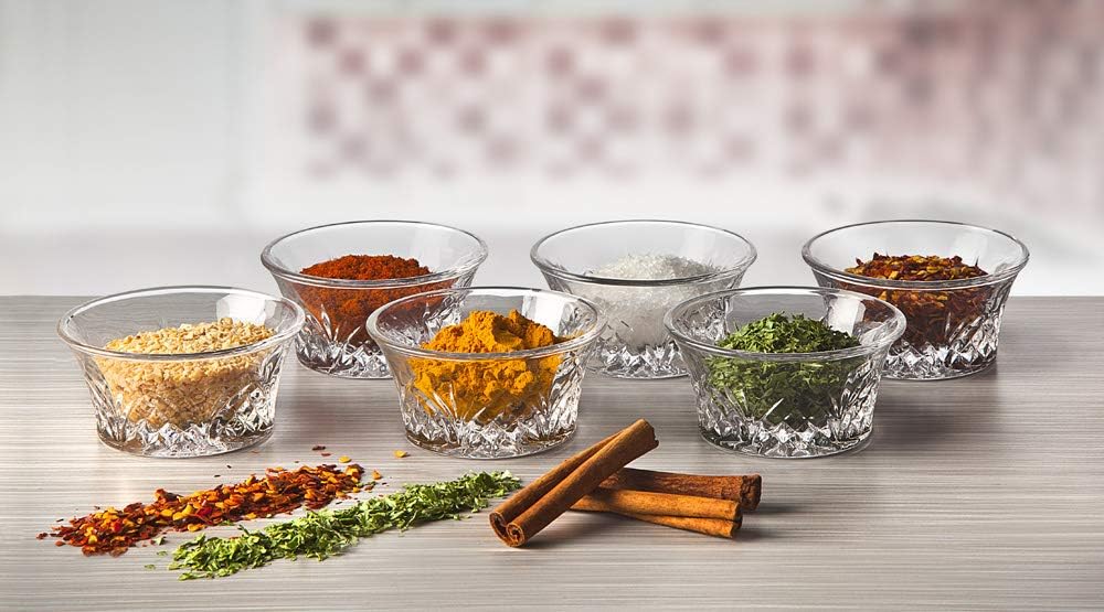 Godinger Bowl Set - Crystal Mini Prep, Dip, Dessert, Bar Snack Dish Bowls - 2oz, Set of 6: Kitchen & Dining