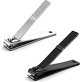 Hpmjz 2 pcs Straight Toenail Nail Clippers Stainless Steel Toenail Trimmers Heavy Duty Blade Fingernail Thick Wide Jaw Toe Nail Clippings Professional Nails Clipper Cutter for Seniors Men Women