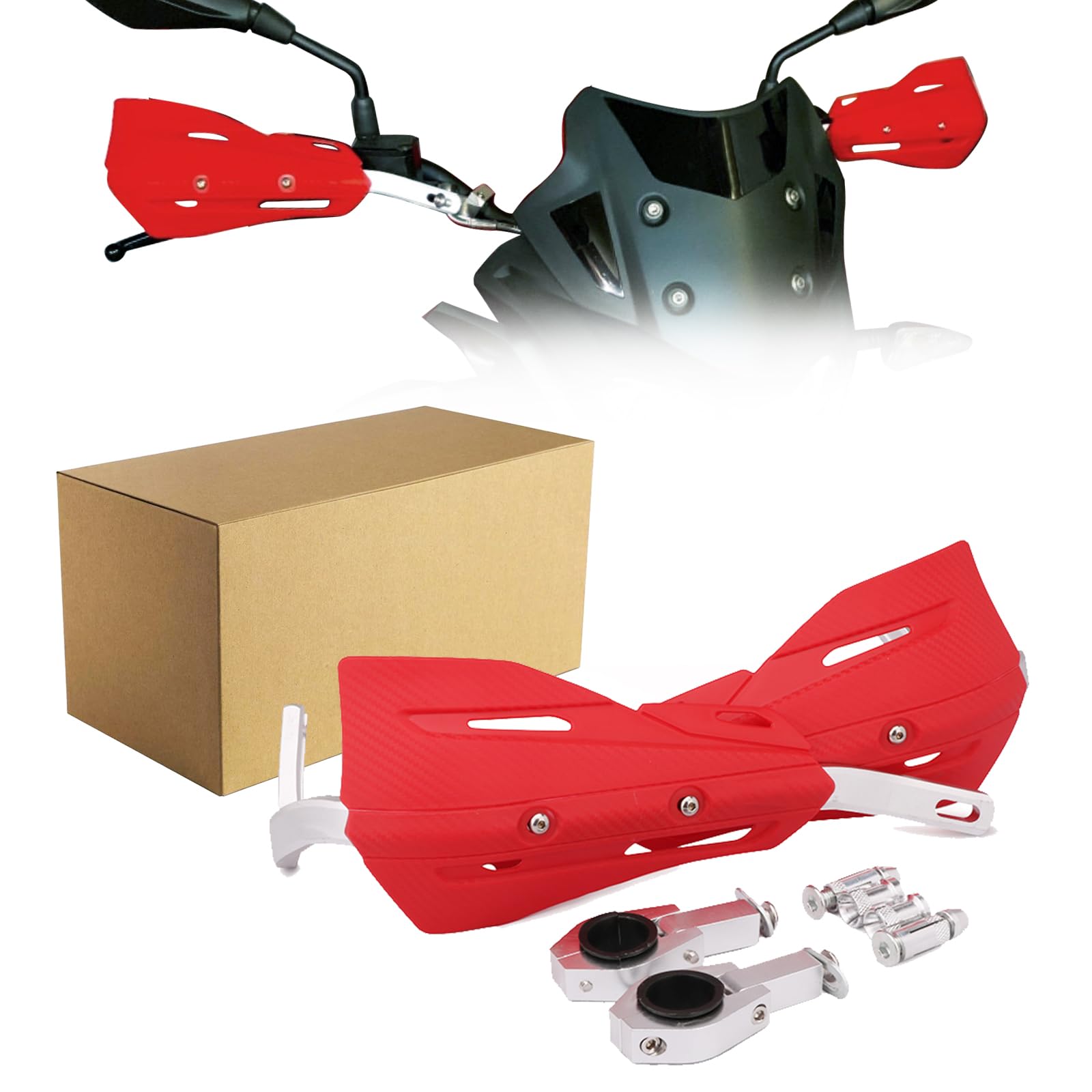 Photo 1 of JFG RACING Motorcycle Hand Guards,Universal 7/8" 22mm and 1 1/8" 28mm Handle Bar Dirtbike Handguards for Dirt Bike Snowmobile Pit Bike Motocross Supermoto ATV Scooter Surron Talaria - Red