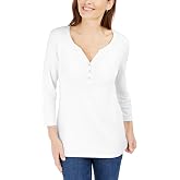 Karen Scott Cotton Henley V-Neck Top