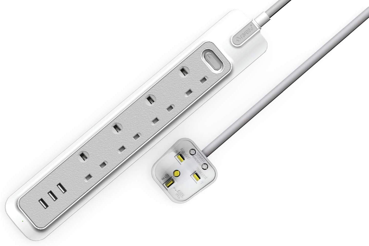 Rafeed Power Extension Cable Lead With 3 USB ports, 2M