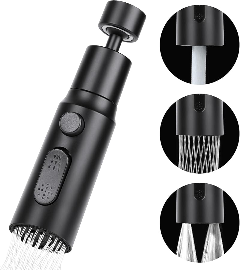 OSDUE 3 Modes Tap Aerator 360° Swivel Kitchen Faucet Bubbler with 2 Adapters