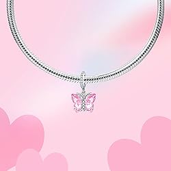 Alstade Butterfly Dangle Charm Pink Glass 925