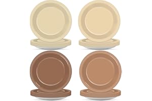 CHUNNIN 48Pcs Brown Theme Birthday Party Paper Plates for Boho Baby Shower Table Supplies 7" Brown Gradient Color Round Birthday Disposable Dessert Cake Plates Farmhouse Wedding Gathering Party Decorations