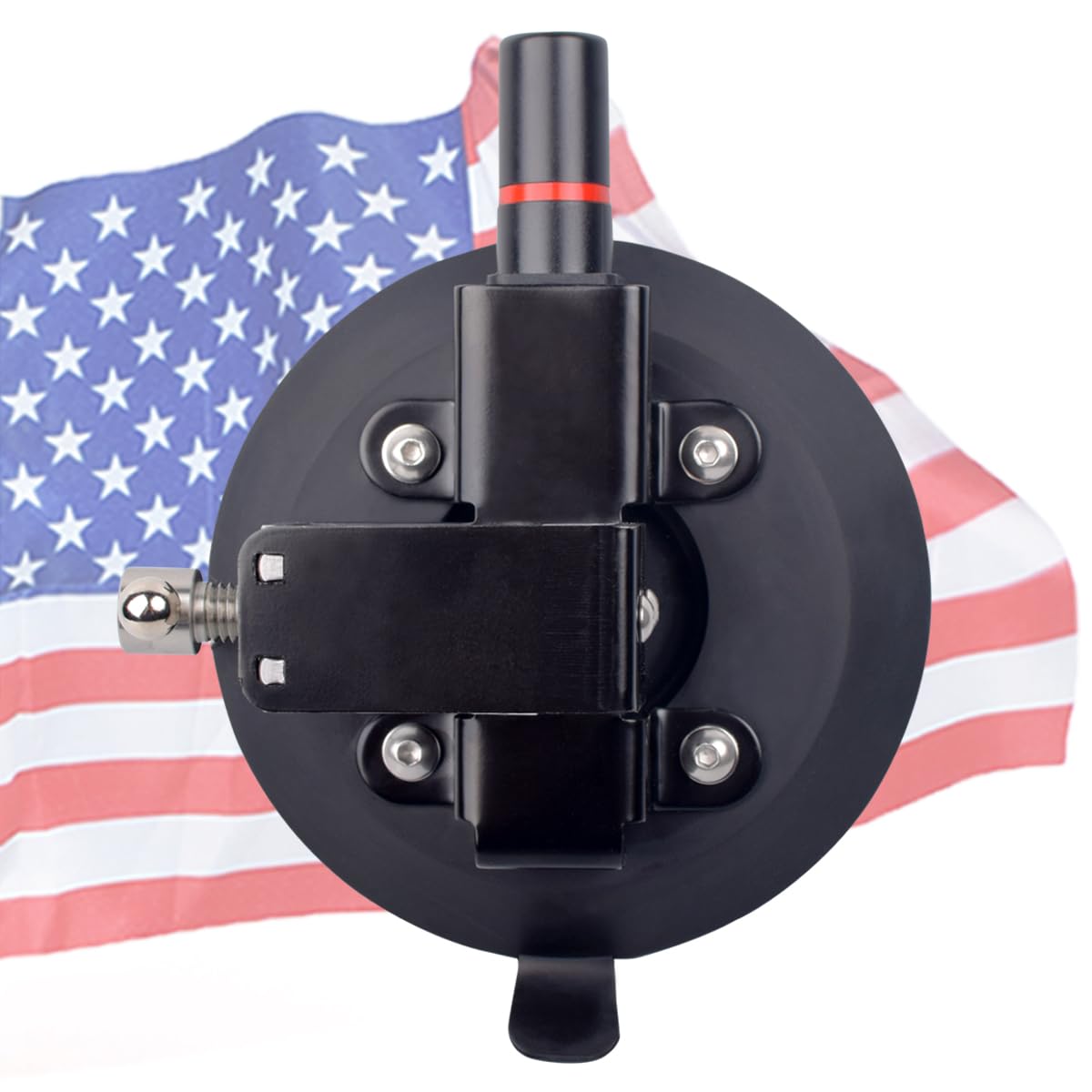 Feiteplus Universal Car Rubber Suction Cup Vehicle Black Aluminum Alloy Flag Pole Bracket Car Off-Road for ATV UTV Jeep Wrangler & House