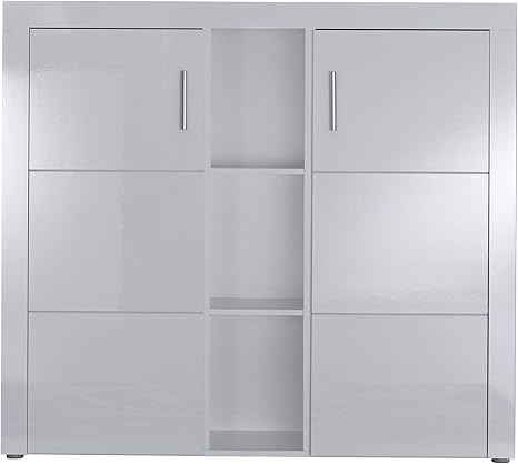 Trendteam Smart Living Wohnzimmer Sideboard Kommode Schrank Kito 130 X 123 X 41 Cm In Front Frontblende Und Oberboden Weiss Hochglanz Korpus Weiss Dekor Mit Viel Stauraum Und Ablageflache Amazon De Kuche Haushalt