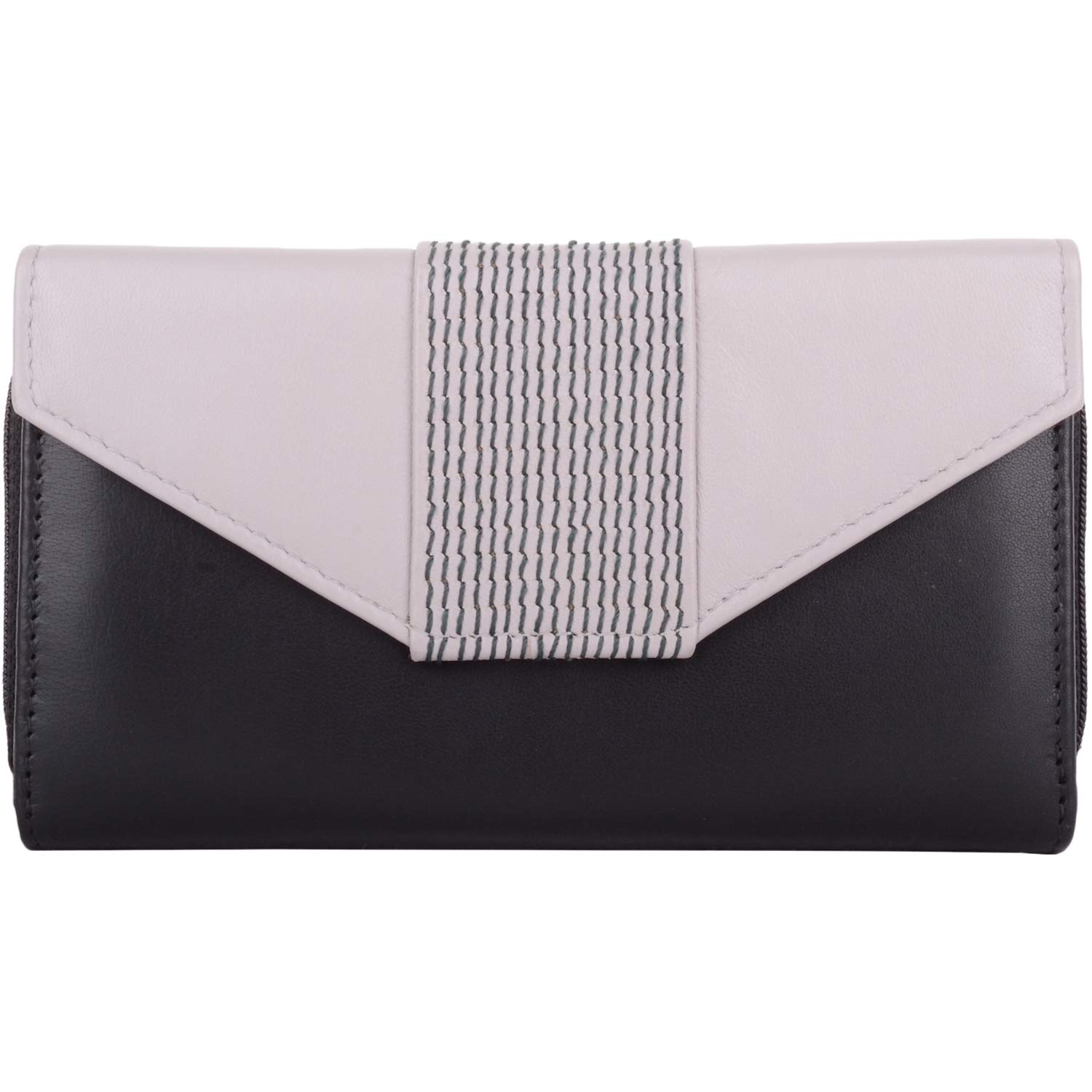Womens Soft Genuine Leather RFID Protected Multi Colour Money/Credit Card Purse - Black