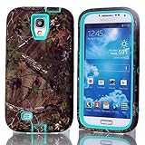 Samsung Galaxy S4 Case, LERBO Tree Camouflage Camo Hybrid Hard Soft Case Cover for Samsung Galaxy S4 i9500(Light Blue)