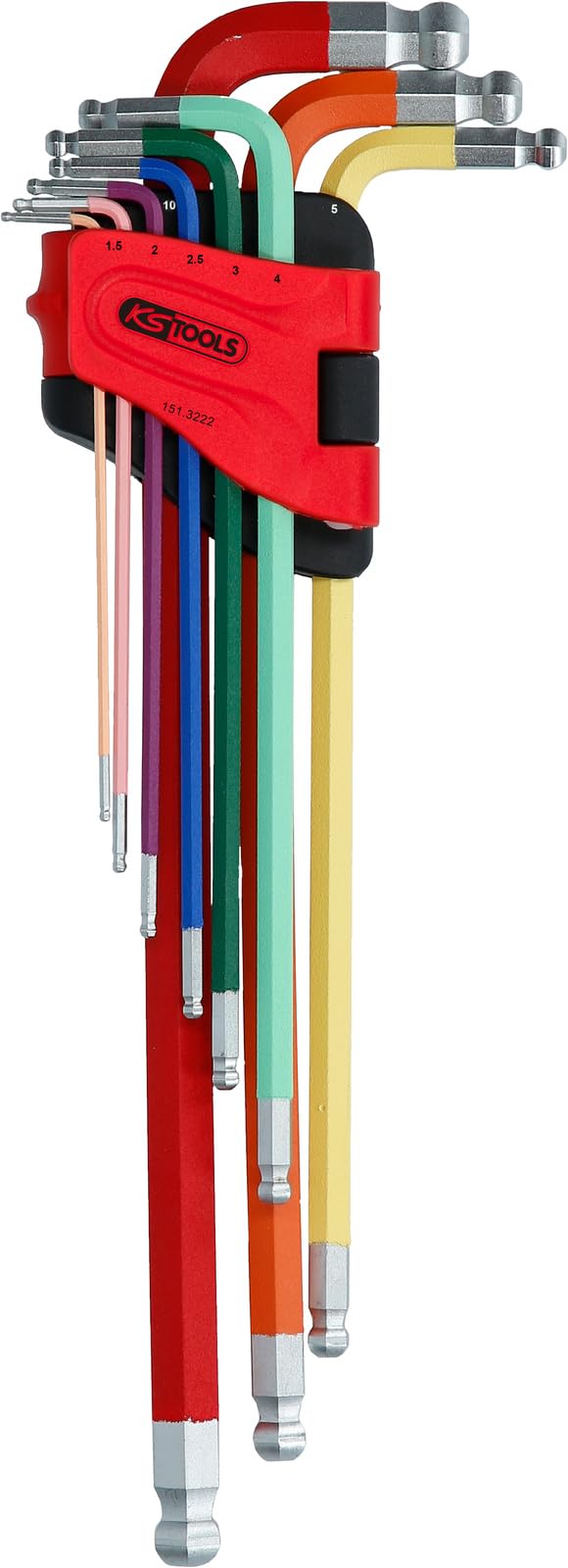 KS Tools 151.3222 Double Ball Ended Hexagon Key Wrench Set, Extremely Long, 9 pcs.