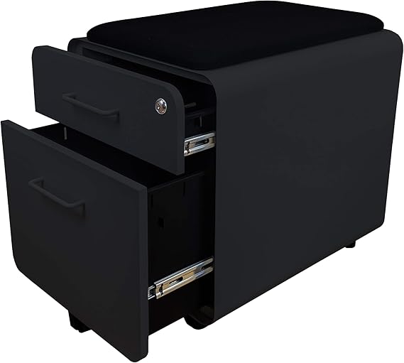 Rolling UnderDesk Pedestal File with Seat (2Drawer) Kitchen & Dining