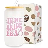 Pfkfo Bachelorette Gifts for Bride, Bridal Shower Gifts, Bride to Be Gifts, Bride Gifts 16oz Glass Cup with Lid and Straw, in My Bride Era, Gifts for Bride Wedding, Future Mrs Wifey Gifts