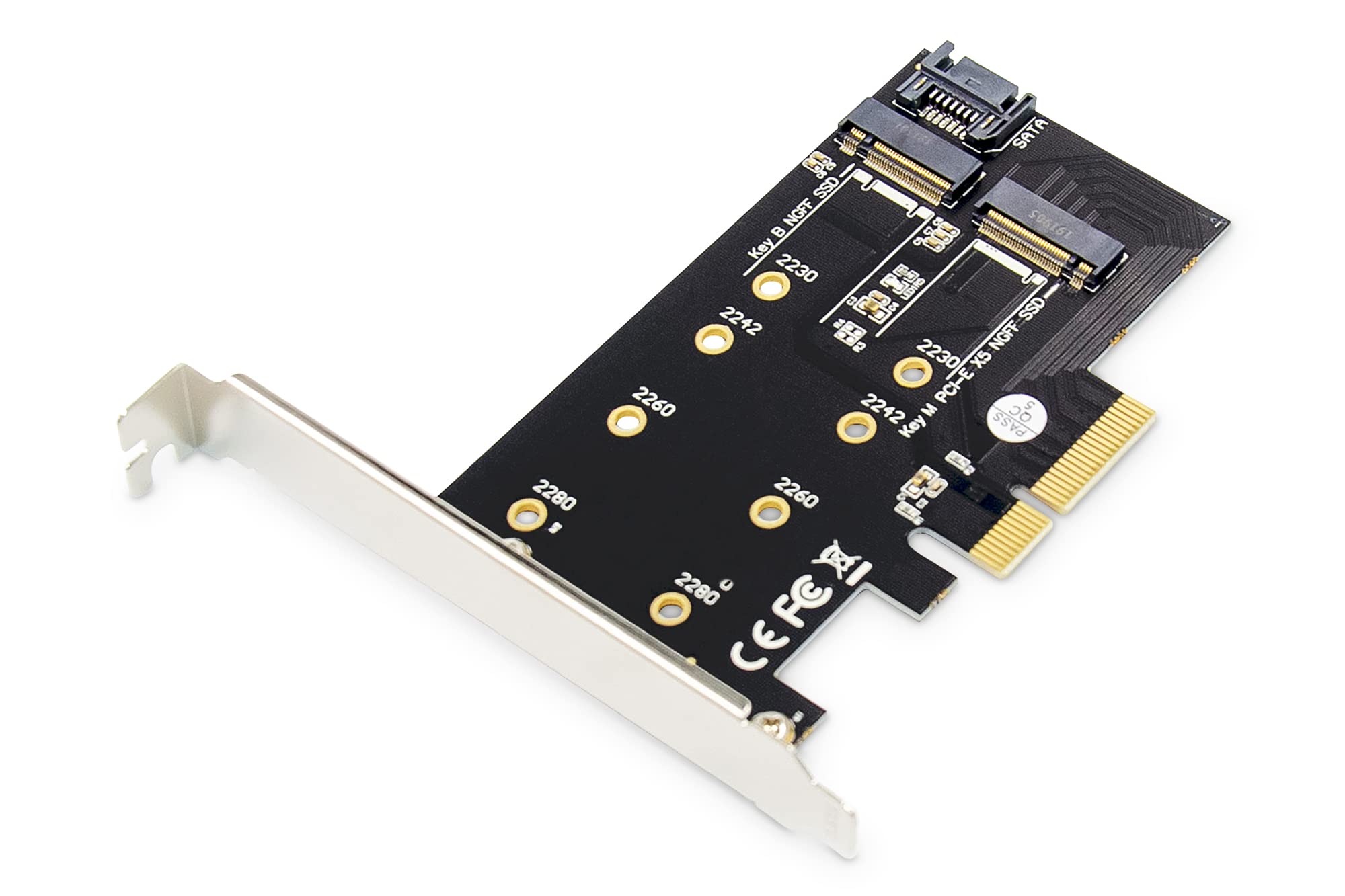 DIGITUS IO Card - PCIe - M.2 NGFF/NVMe Interface Card - 2-Port - M.2 (2230, 2242, 2260 & 2280), DS-33170