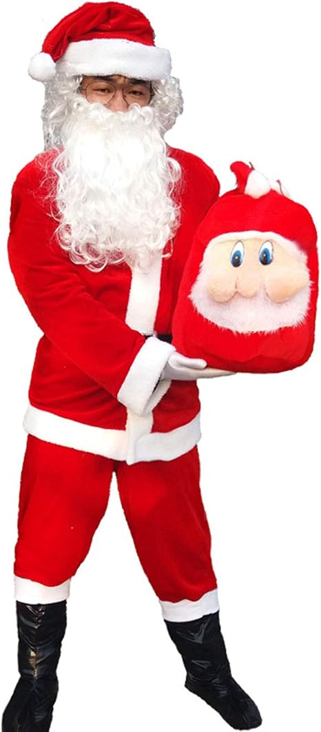Amazon Co Jp メンズクリスマスアダルトサンタクロースコスチューム プロのコスチューム衣装ドレスキャップ 父のクリスマスコスチューム コスプレ衣装 6 Piece Sets L ホーム キッチン