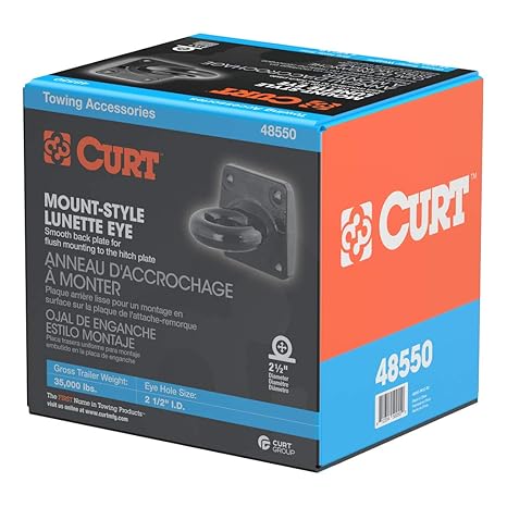 Curt 48550 Pintle Hitch Lunette Ring 2 12 Inch Id 35000 Lbs Gtw 4 12 Inch Bolt Pattern