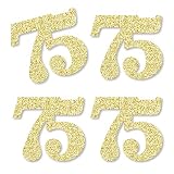 Gold Glitter 75 - No-Mess Real Gold Glitter Cut-Out Numbers - 75th Birthday Party Confetti - Set of 24