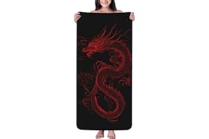 ZSUUGJ Red Dragon Coral Fleece Bath Towel Soft Absorbent Large Towel for Beach Pool Shower Travel Use 27×55 in