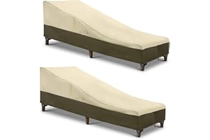 SunPatio Chaise Lounge Cover Outdoor Waterproof, Heavy Duty 2 Pack Patio Lounge Chair Covers, UV & Rip & Fade Resistant, All Weather Protection, 80W x 32D x 25H inch, Beige & Olive